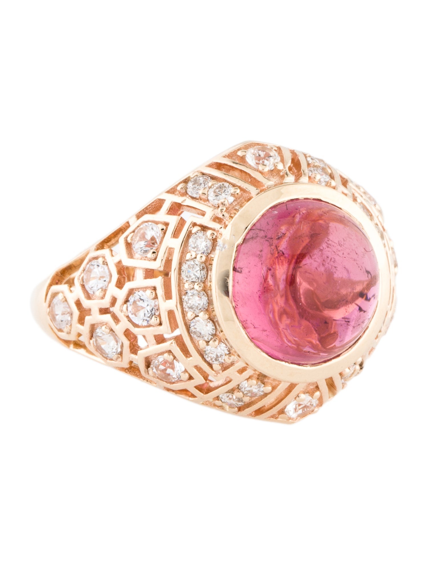 Ring 14K 4.05ct Tourmaline, Sapphire & Diamond Cocktail Ring