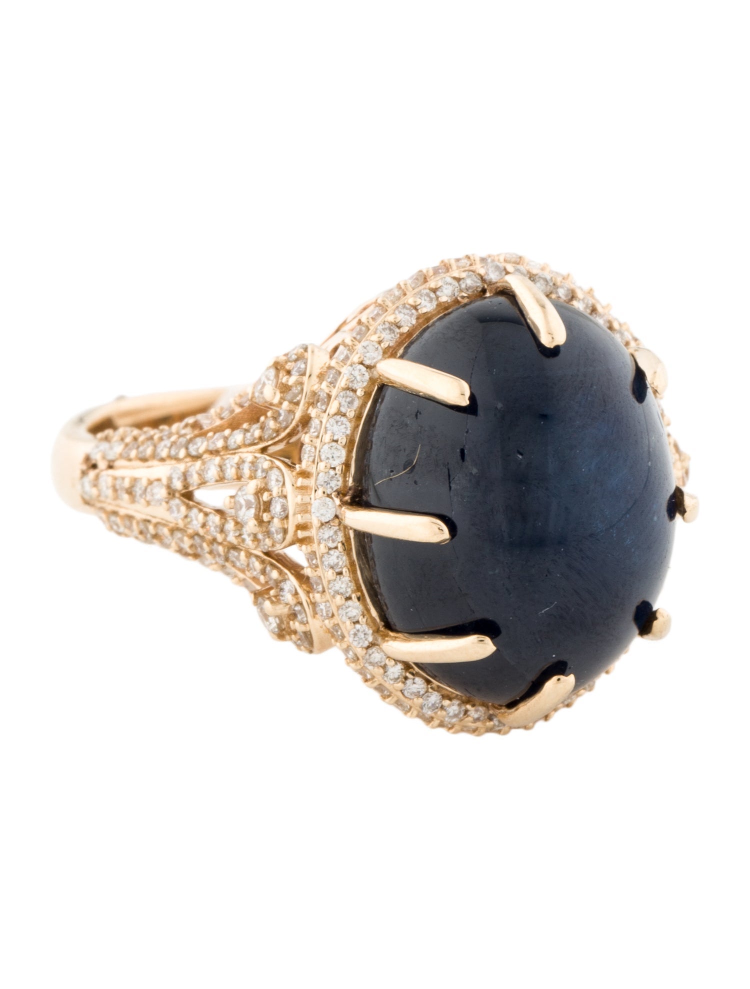 Ring 14K Sapphire & Diamond Cocktail Ring