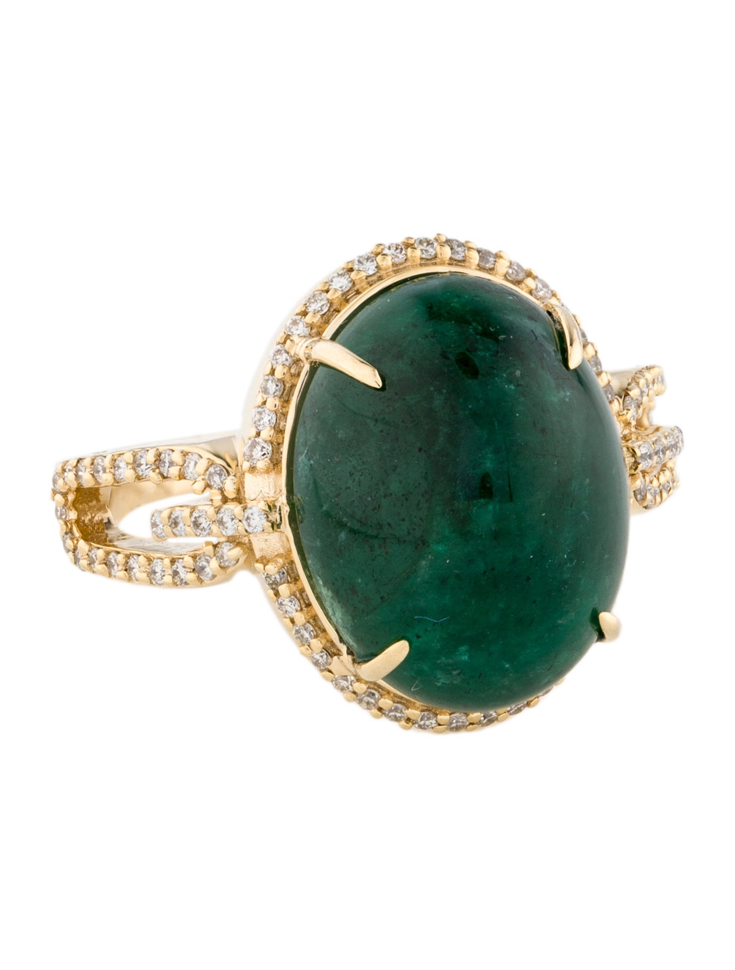 Ring 14K Emerald & Diamond Cocktail Ring