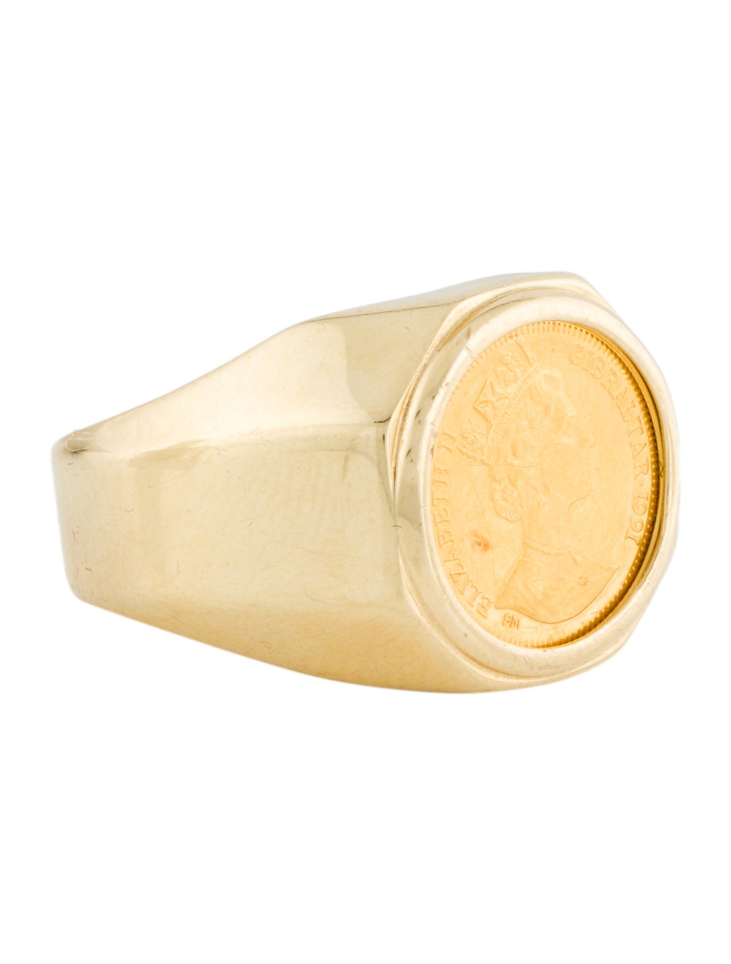 Ring 14K Coin Signet Ring - Signet Ring, Rings - RRING277722 | The RealReal