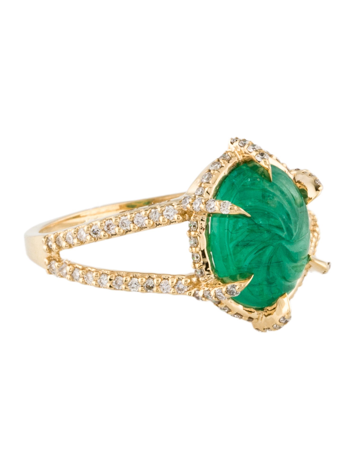 Ring 14K Emerald & Diamond Cocktail Ring