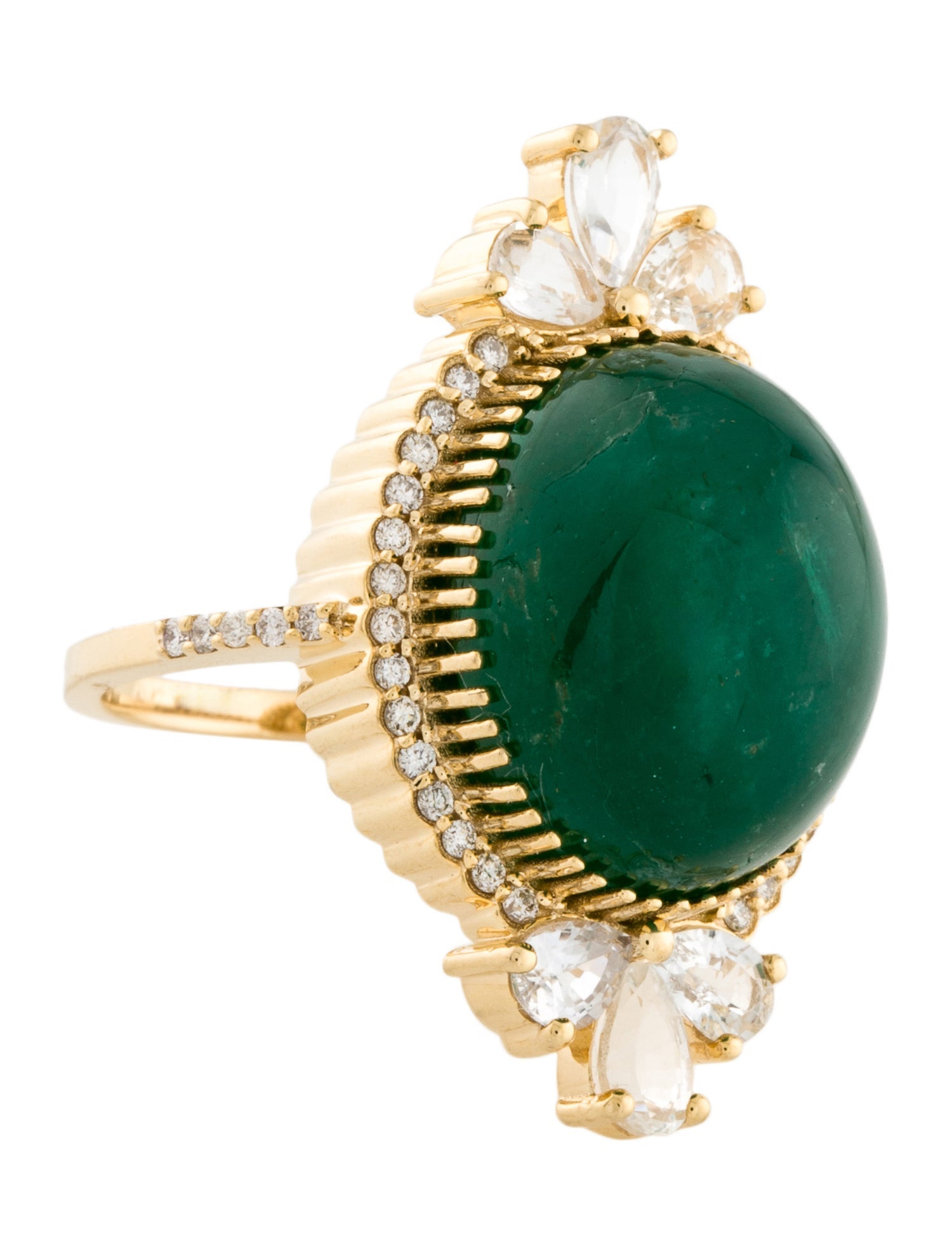 Ring 14K Emerald & Diamond Cocktail
