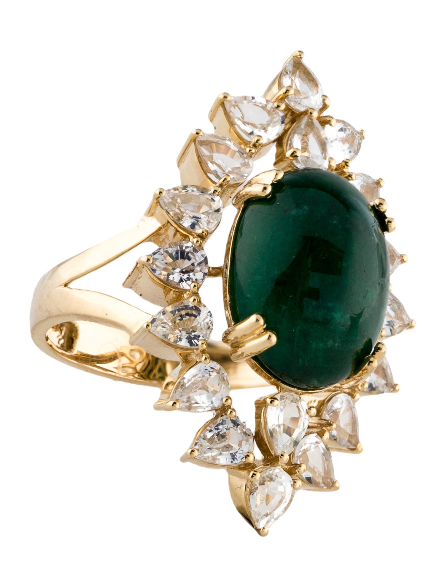 Ring 14K 7.81ct Emerald & Sapphire Cocktail Ring