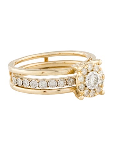 Ring Cocktail 14K Diamond Wedding Band Set 6.25