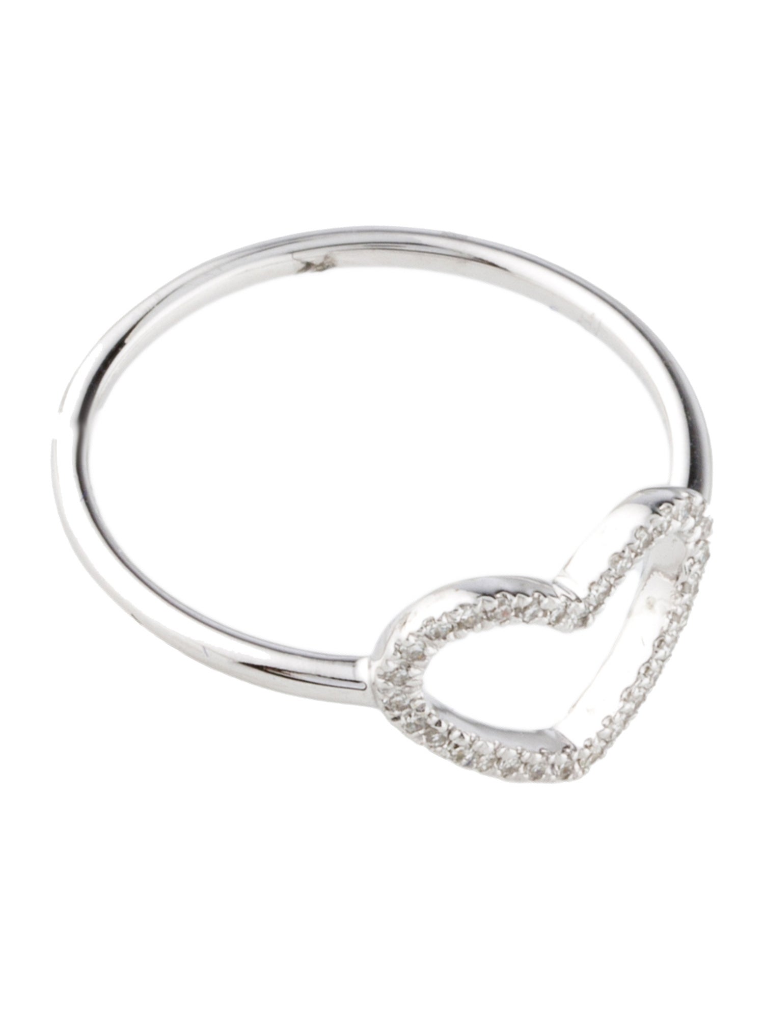 Ring 14K Diamond Open Heart Cocktail Ring w/ Tags