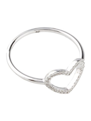 Ring Cocktail 14K Diamond Open Heart 5.75