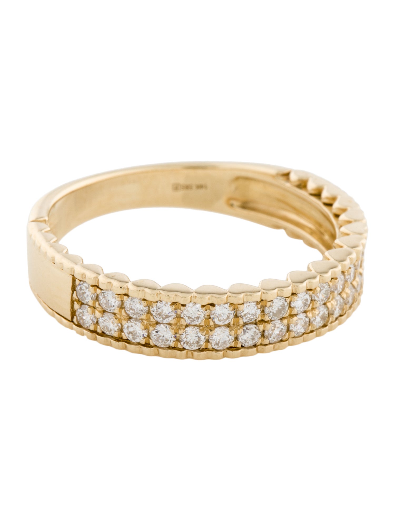 Ring 14K Diamond Double-Row Pavé Band