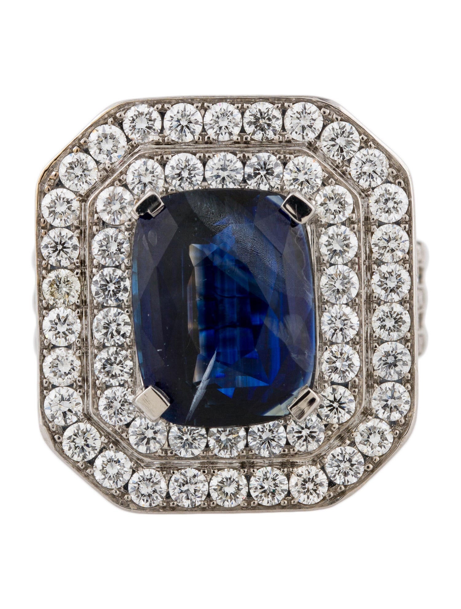 Ring 18K 7.71ct Unheated Ceylon Sapphire & Diamond Cocktail Ring