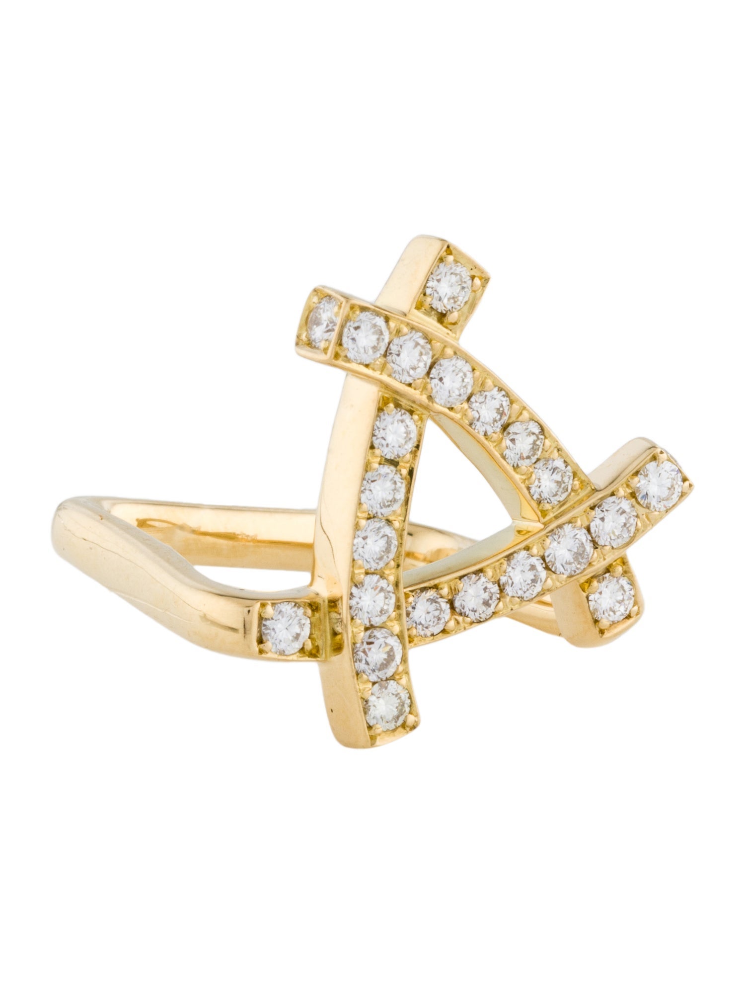 Ring 18K Diamond Open Triangle Cocktail Ring