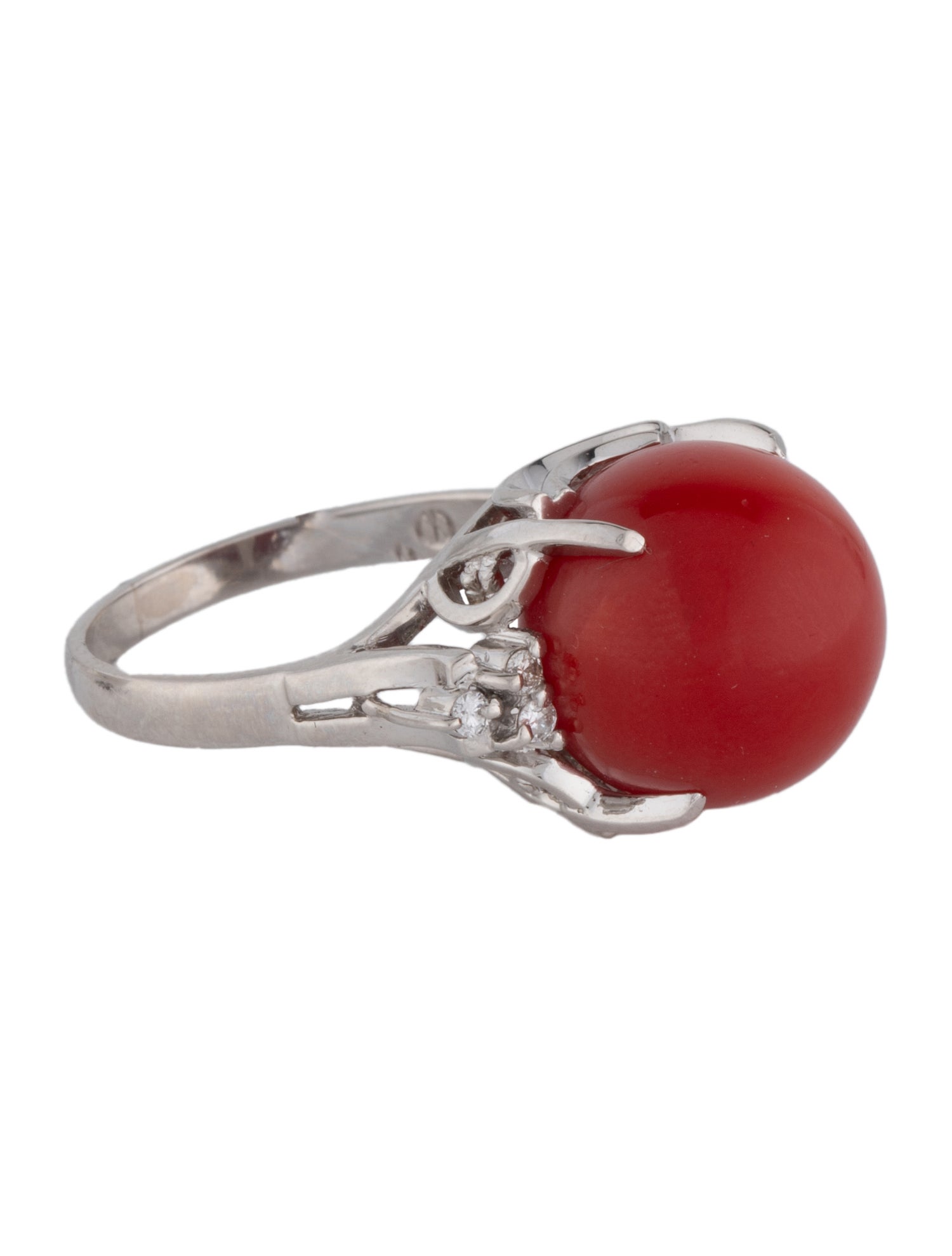 Ring Platinum Coral & Diamond Cocktail Ring