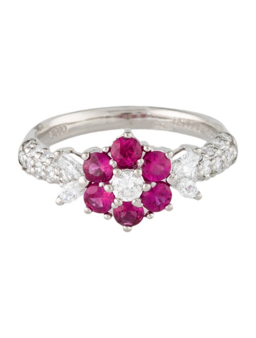 Ring Platinum Ruby & Diamond Cocktail Ring