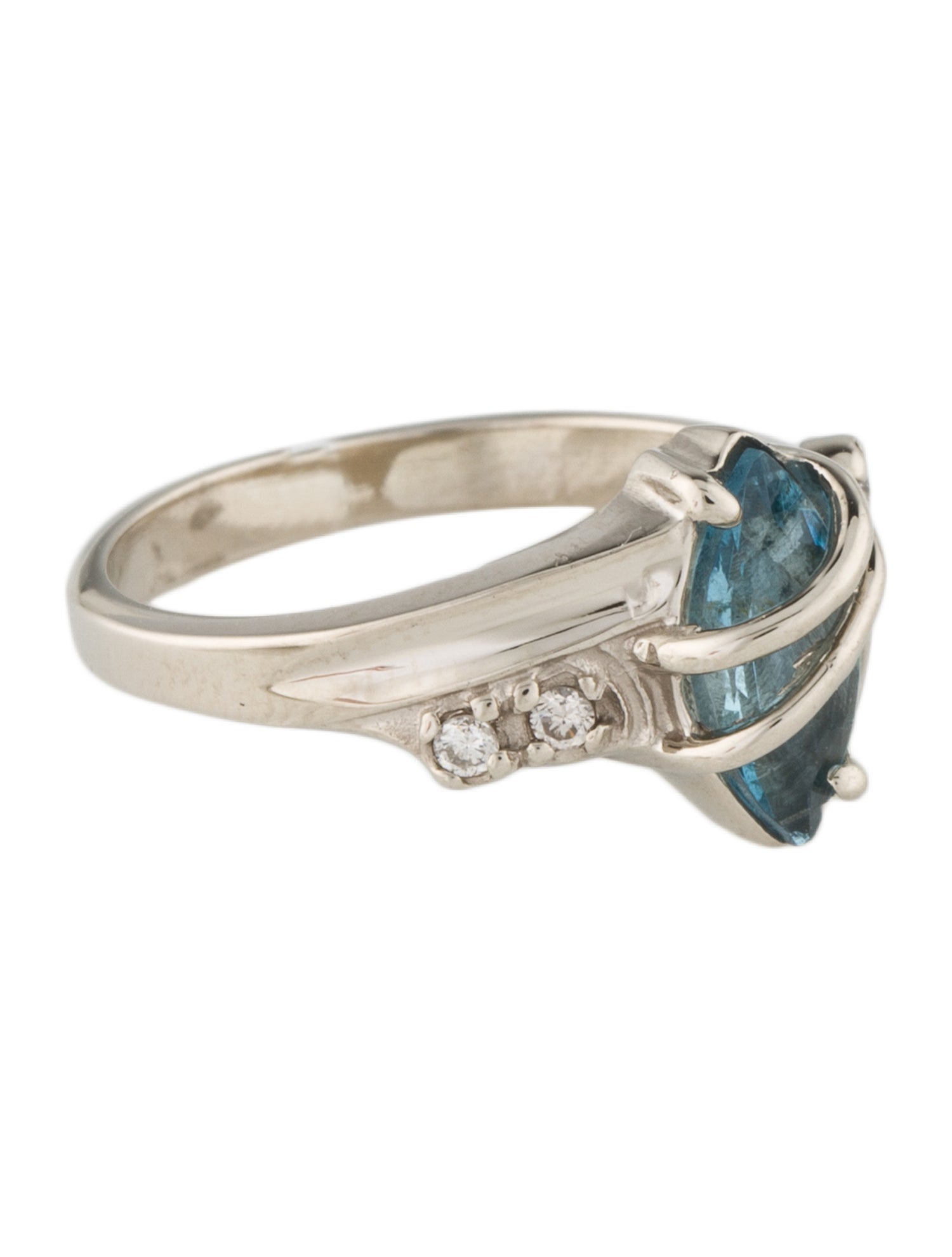 Ring 14K Aquamarine & Diamond Cocktail Ring