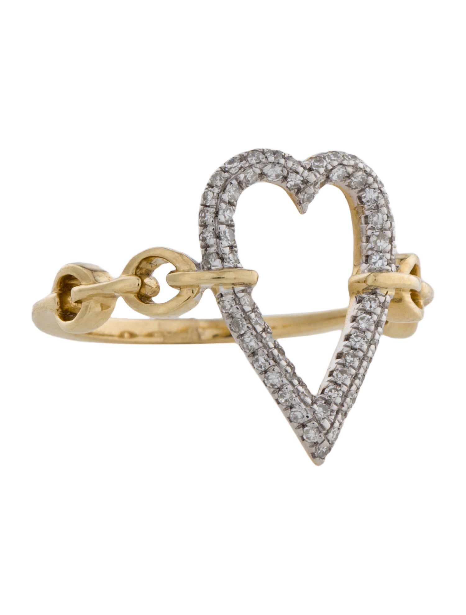 Ring 14K Diamond Open Heart Cocktail Ring