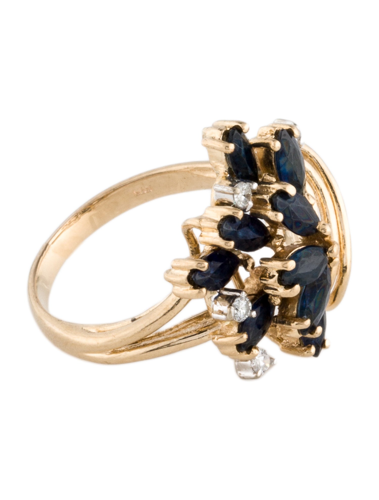 Ring 14K Sapphire & Diamond Cocktail Ring