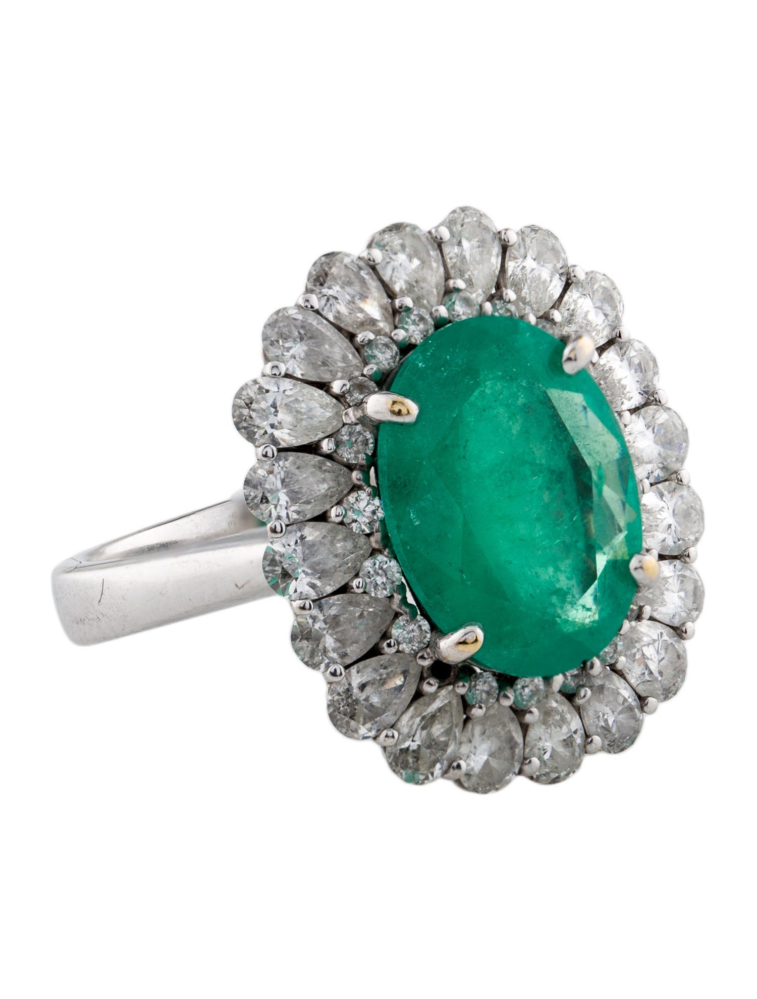 Ring 18K 4.28ct Emerald & Diamond Cocktail Ring