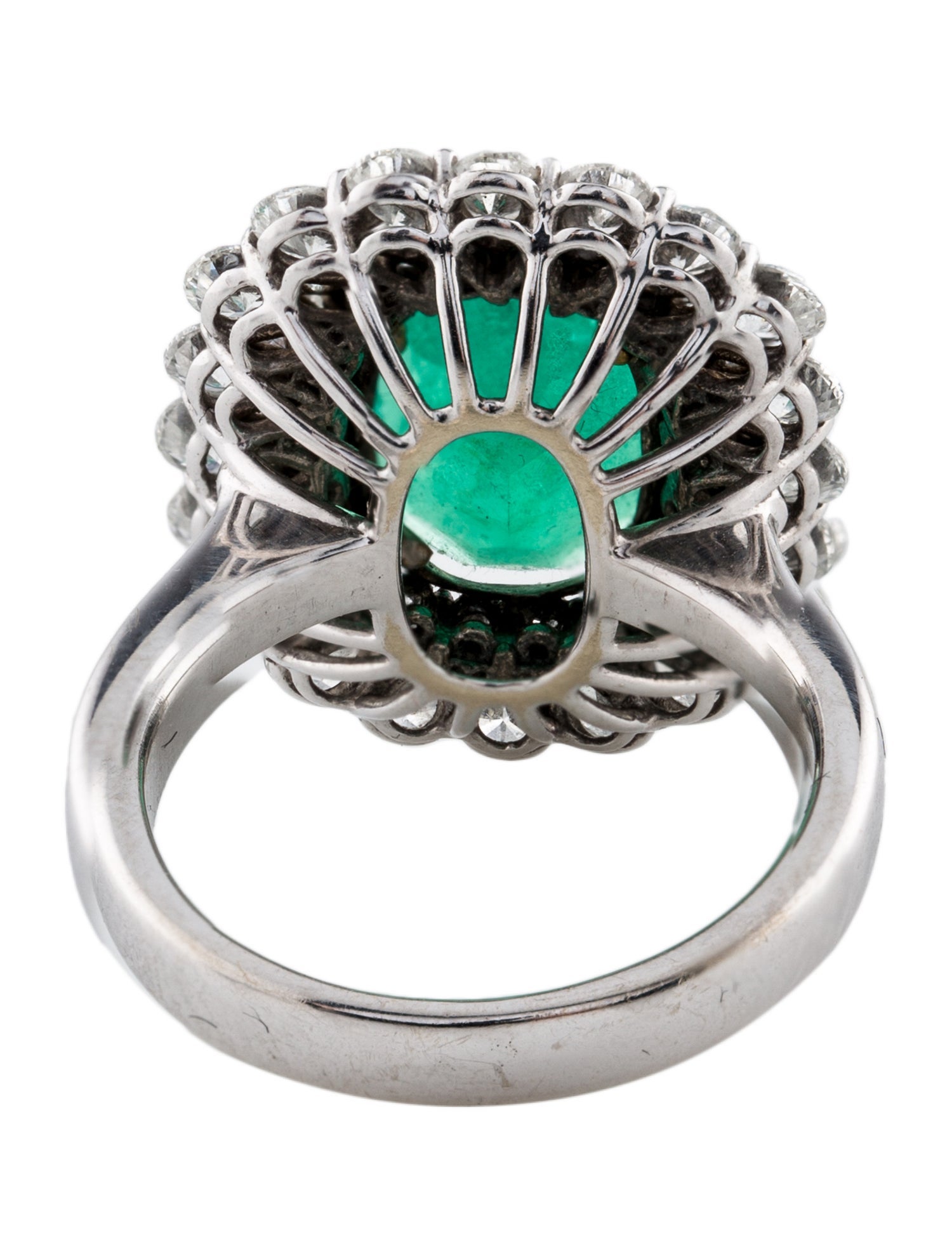 Ring 18K 4.28ct Emerald & Diamond Cocktail Ring