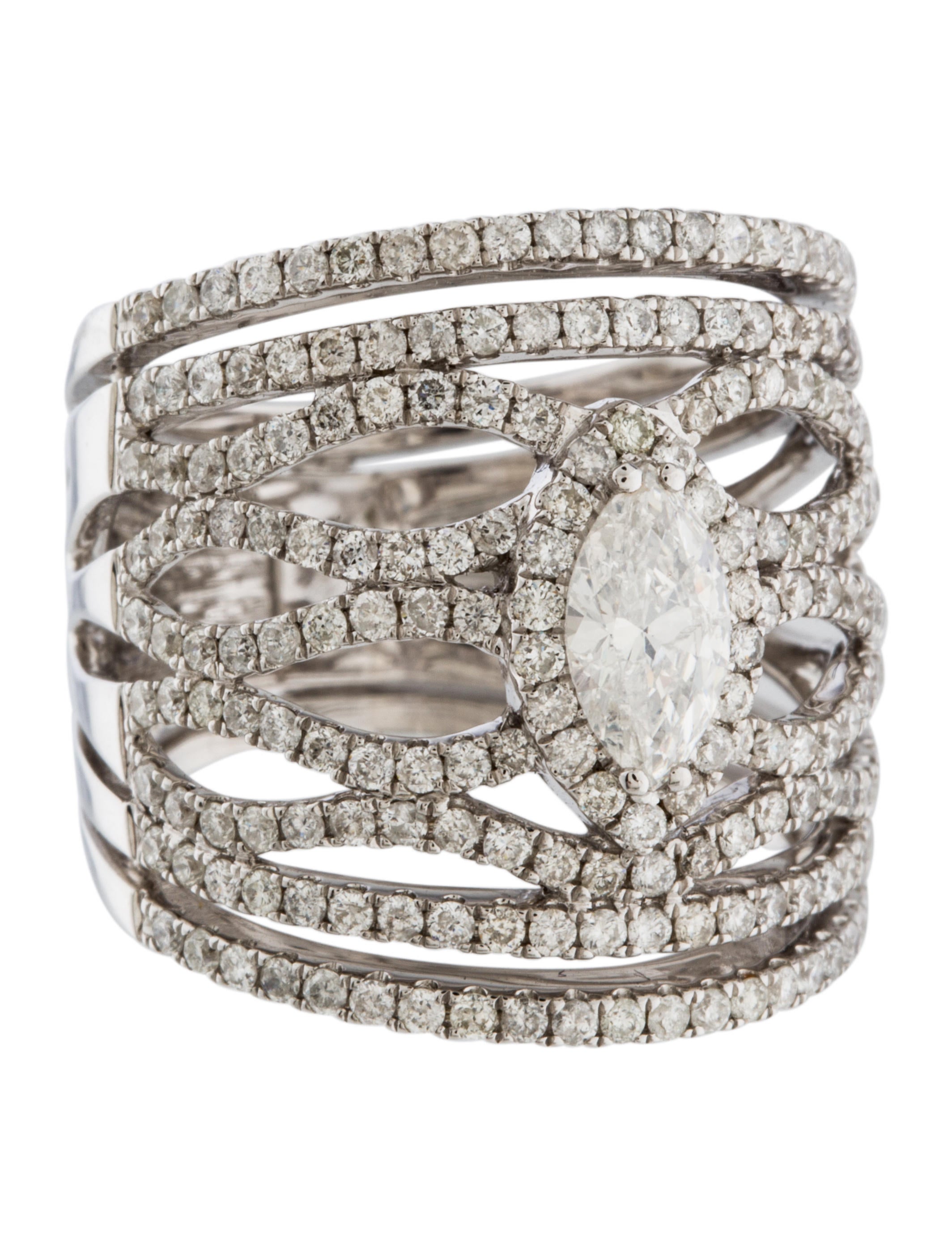 Ring 14K Diamond Cage Ring Gold, 14K White Gold Cocktail Ring, Rings