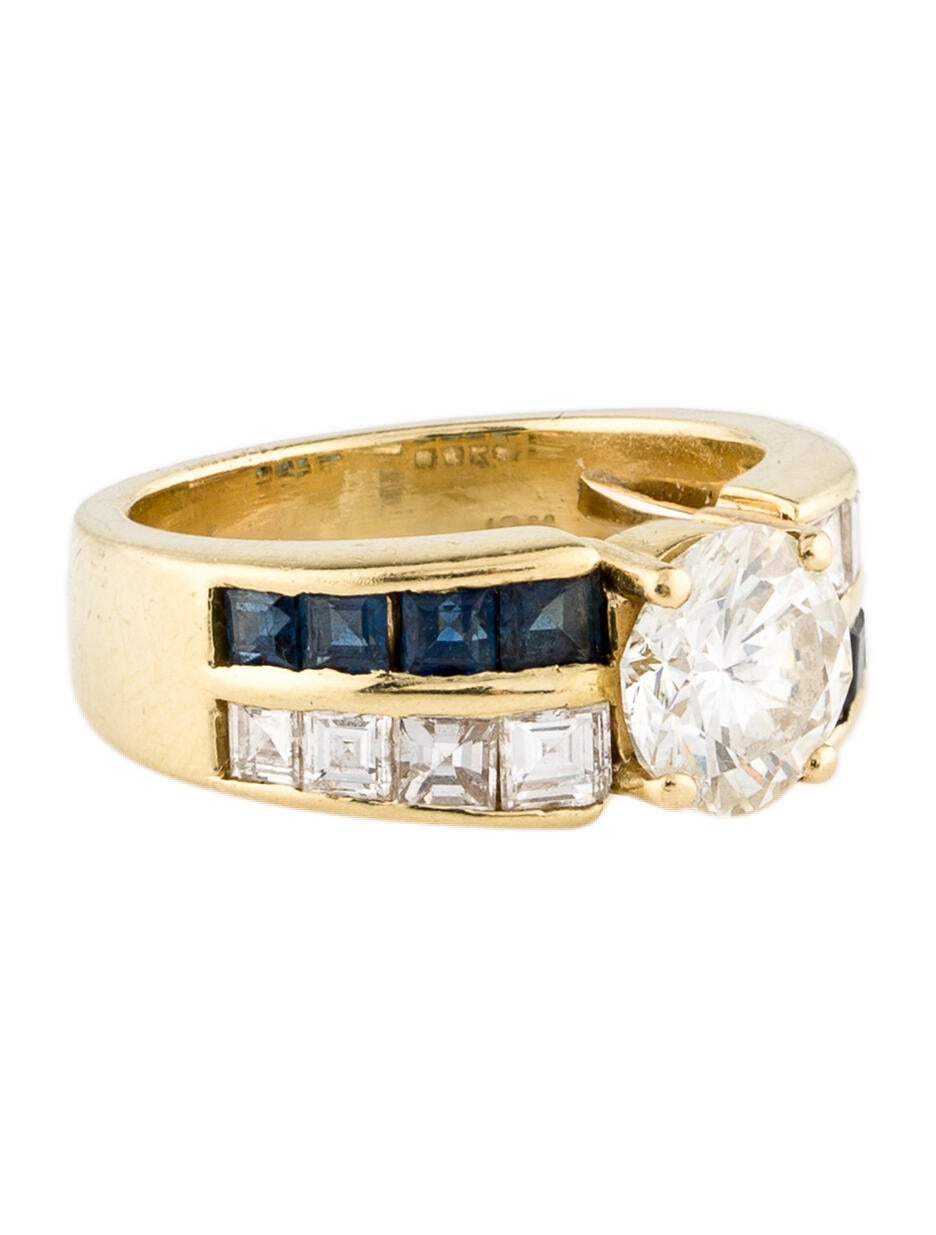 Ring 18K 1.62ct Diamond & Sapphire Engagement