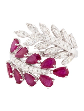 Ring 14K Ruby & Diamond Cocktail Ring