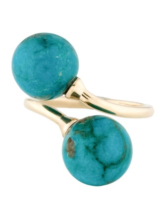 Ring 14K Turquoise Bead Bypass
