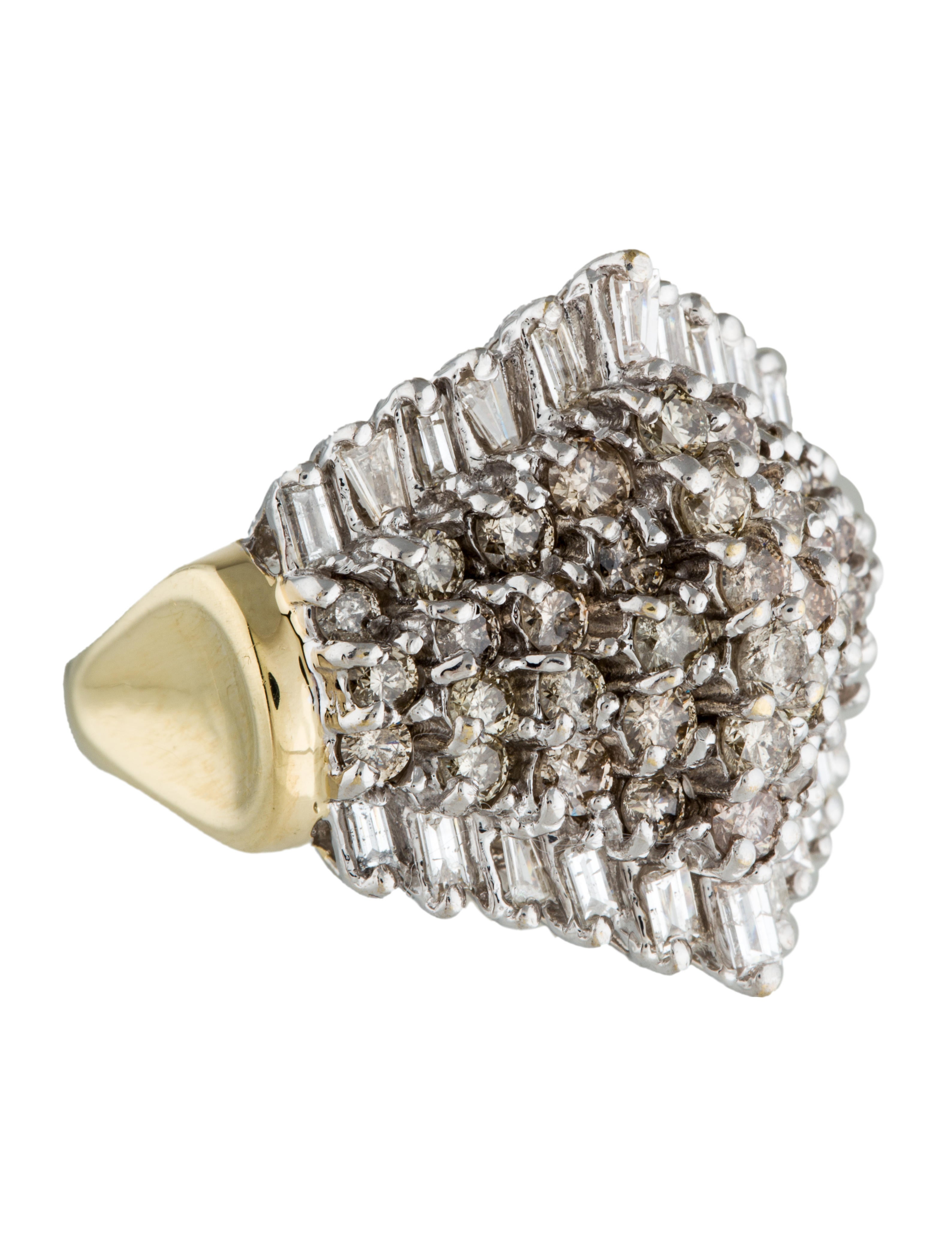 14K BiColor Diamond Cluster Ring Rings RRING28572 The RealReal