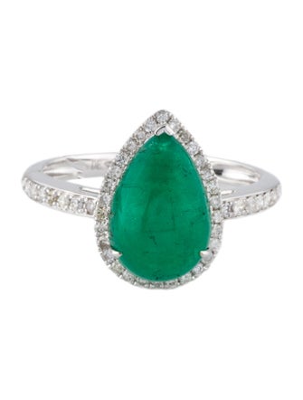 Ring 14K 3.32ct Emerald & Diamond Cocktail Ring