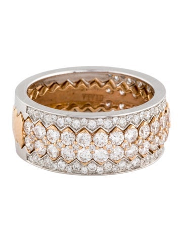 Ring Band 18K Two-Tone 1.79ctw Diamond Triple 6.5