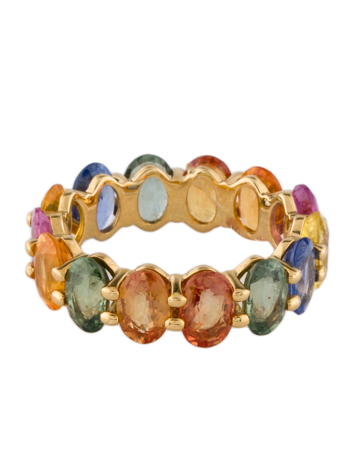 Ring 18K 8.08ctw Sapphire Multi-color Eternity Band