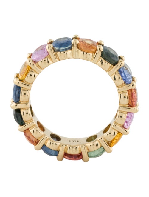 Ring 18K 7.00ct Sapphire & Tourmaline Eternity Band Ring
