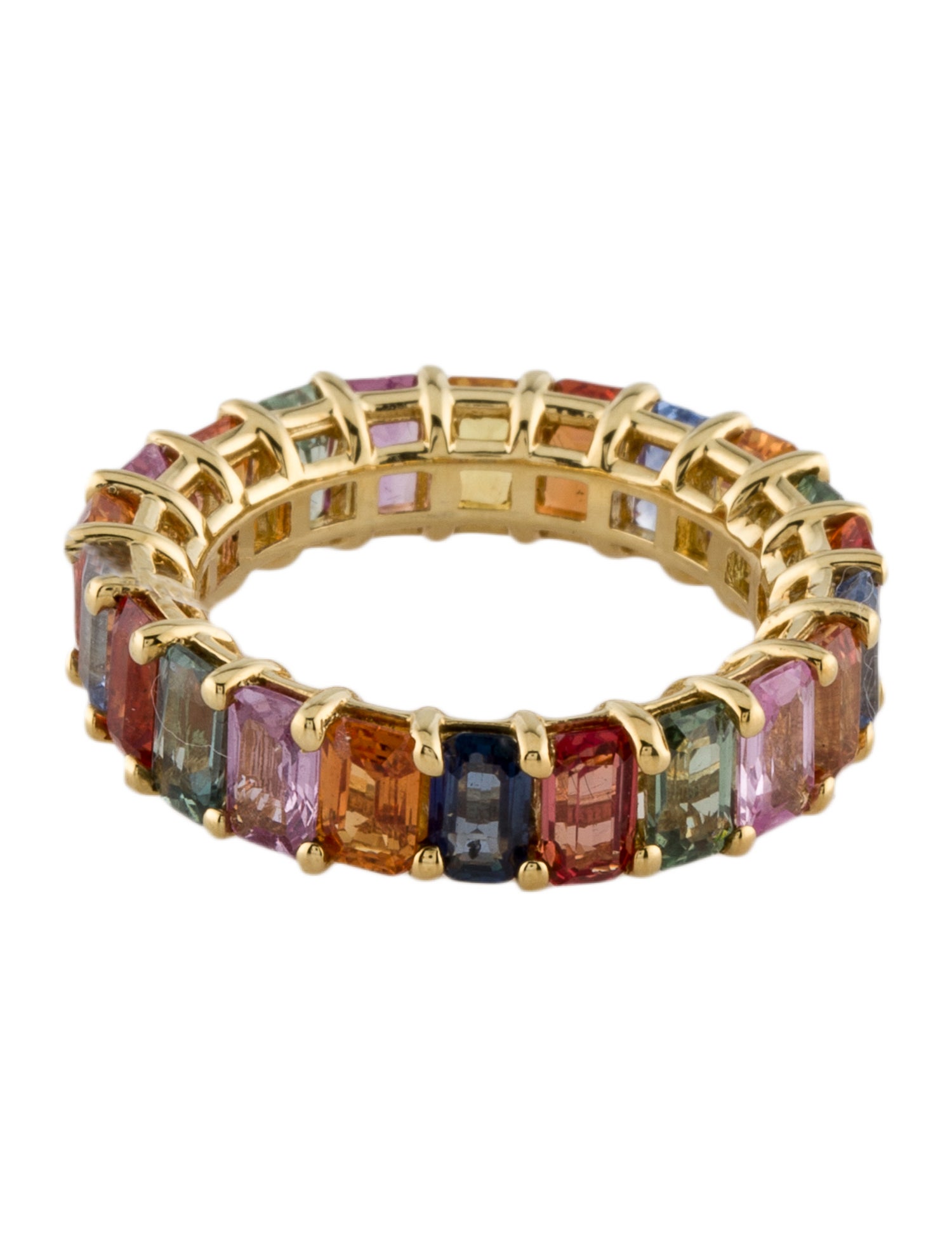 Ring 18K 7.91ctw Sapphire Multi-color Eternity Band