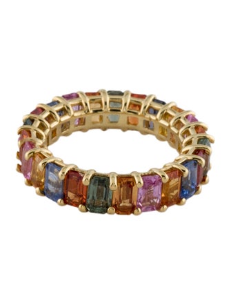 Ring 18K 8.45ctw Sapphire Multi-color Eternity Band