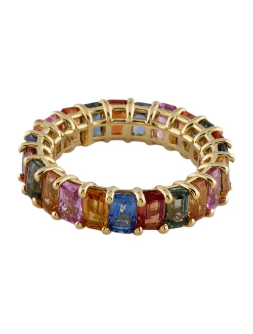 Ring 18K 8.45ctw Sapphire Multi-color Eternity Band