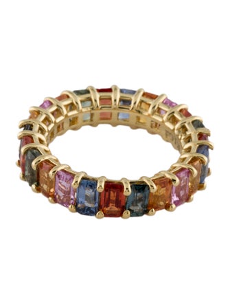 Ring 18K 8.45ctw Sapphire Multi-color Eternity Band