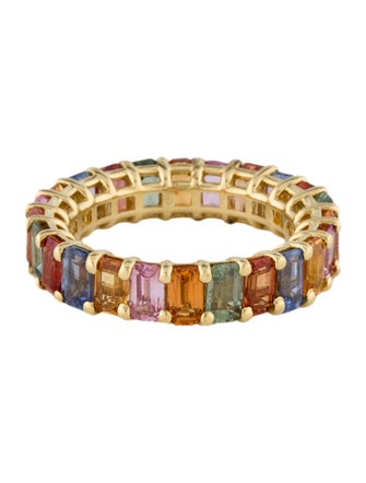 Ring 18K 8.93ctw Sapphire Multi-color Eternity Band