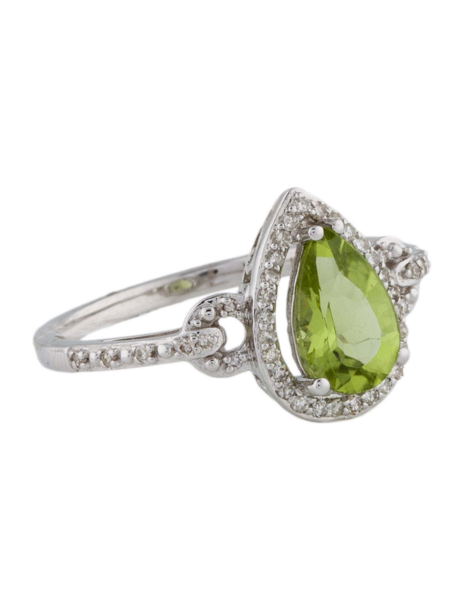 Ring 14K Peridot & Diamond Cocktail