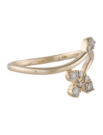 Ring Cocktail 14K Diamond Floral Bypass 6.25