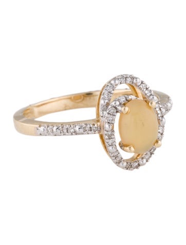 Ring Cocktail 14K Opal & Diamond 7