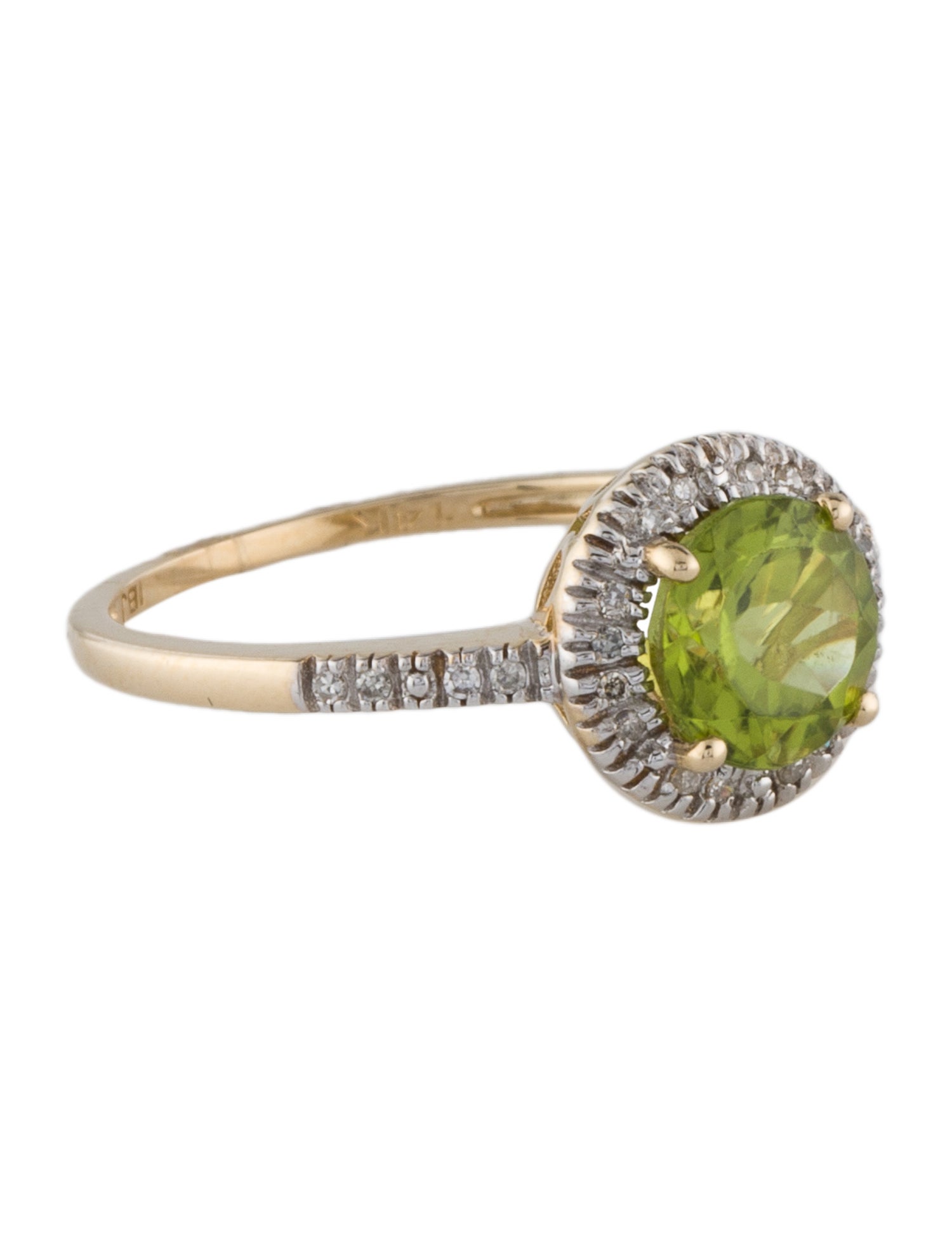 Ring 14K 1.43ct Peridot & Diamond Cocktail Ring
