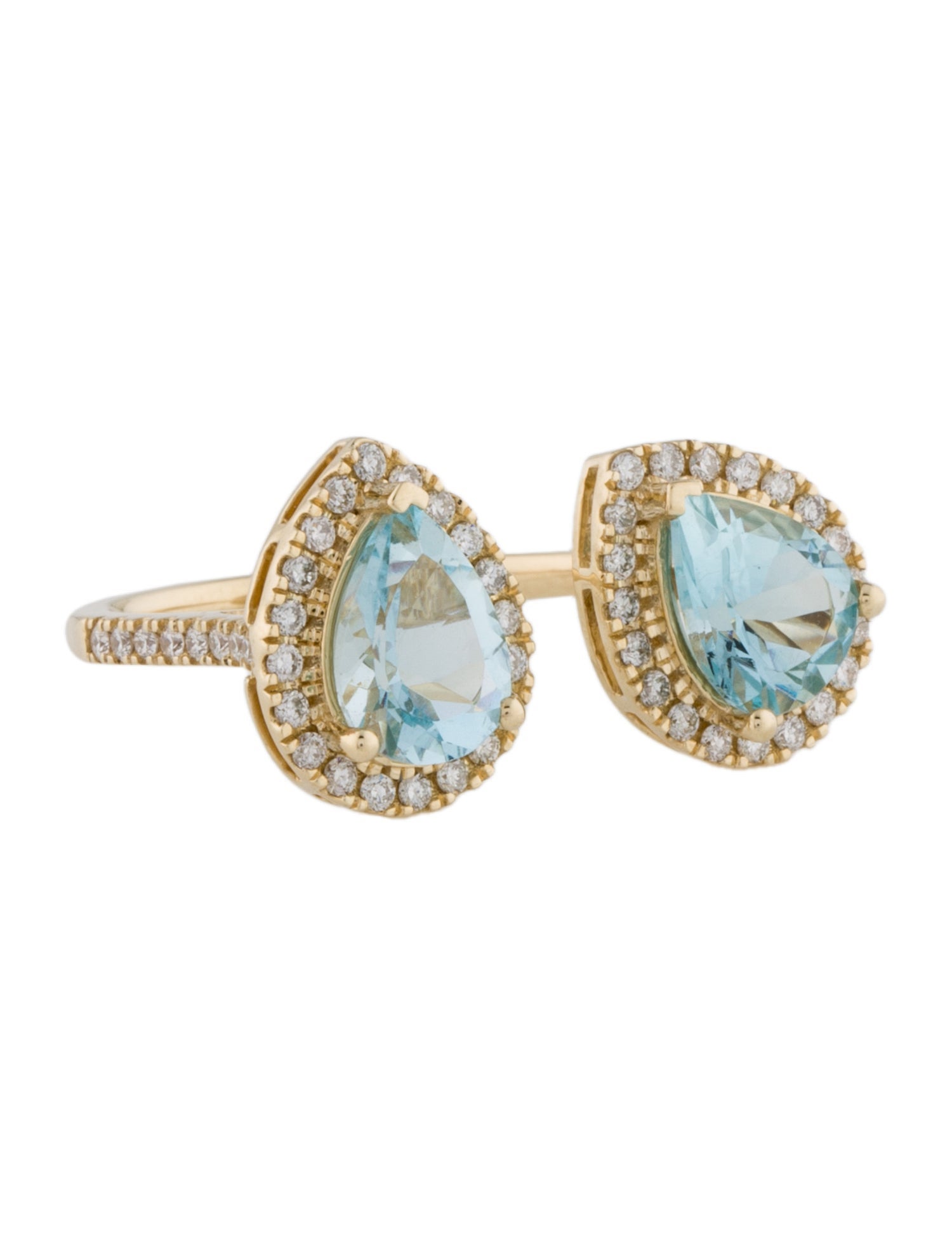 Ring 14K Aquamarine & Diamond Cocktail Ring