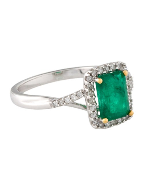 Ring 14K 1.46ct Emerald & Diamond Cocktail Ring