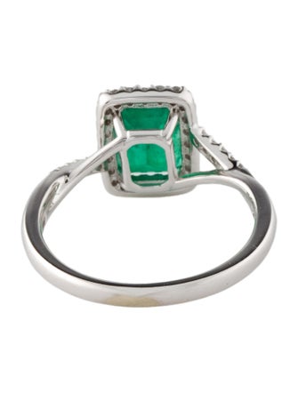 Ring 14K 1.46ct Emerald & Diamond Cocktail Ring
