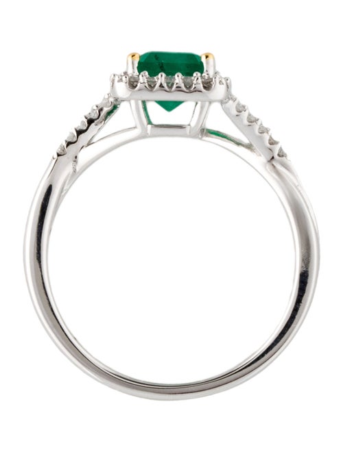 Ring 14K 1.46ct Emerald & Diamond Cocktail Ring