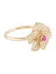 Ring 14K Ruby & Diamond Flower Cocktail Ring