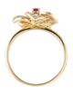 Ring 14K Ruby & Diamond Flower Cocktail Ring