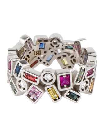 Suzanne Kalan 18K Sapphire, Ruby & Diamond Fireworks Band