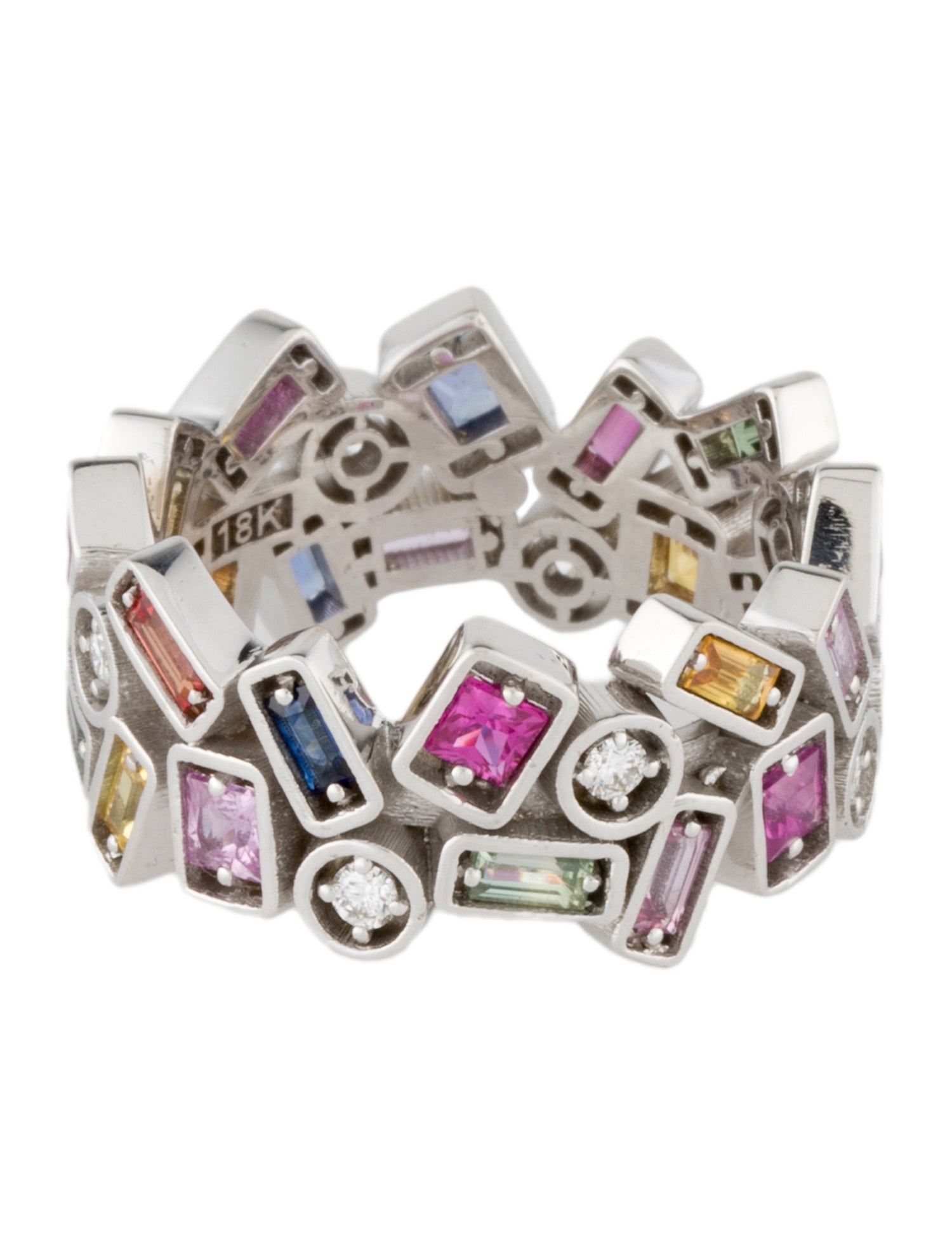Suzanne Kalan 18K Sapphire Rainbow Wide Band