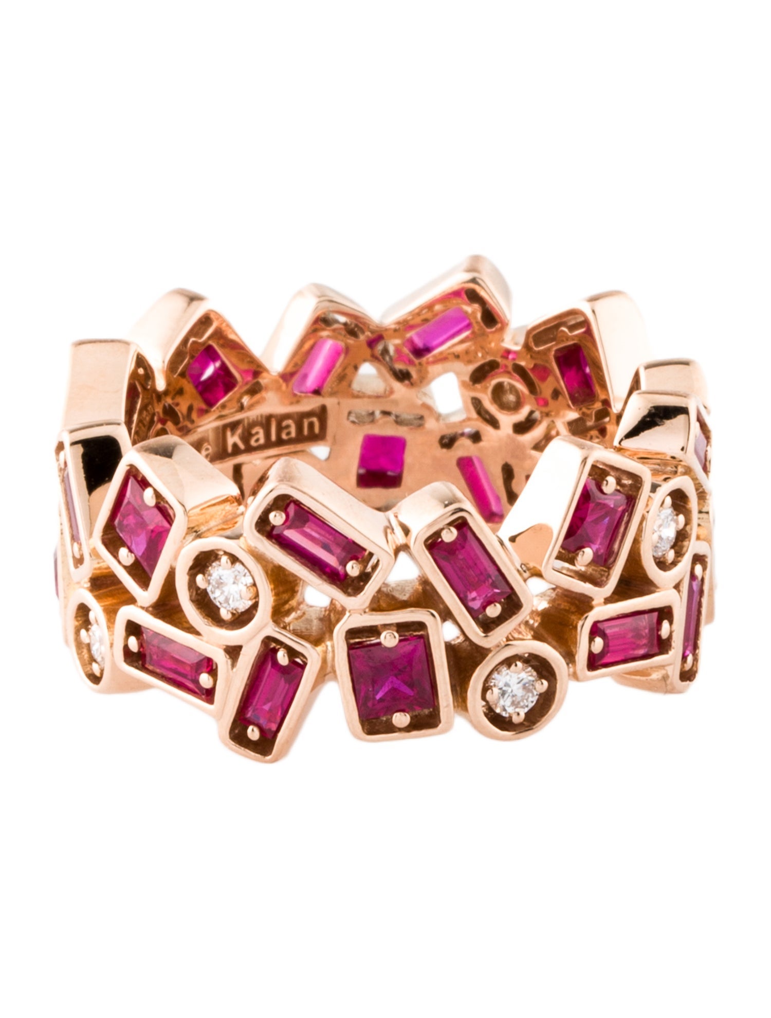 Suzanne Kalan 18K 2.00ctw Synthetic Ruby, Ruby & Diamond Fireworks Band