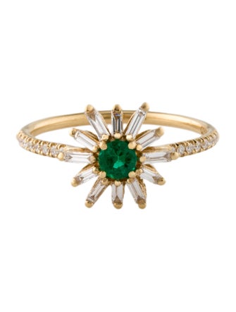 Suzanne Kalan 18K Emerald & Diamond Fireworks Flower Ring