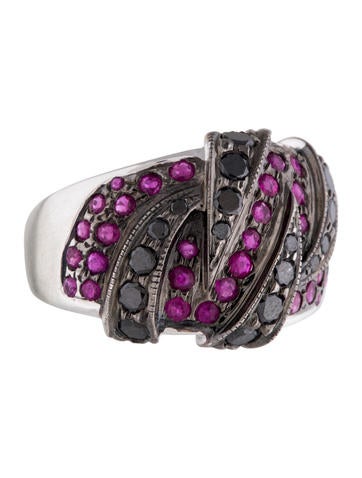 14K Ruby & Black Diamond Cocktail Ring