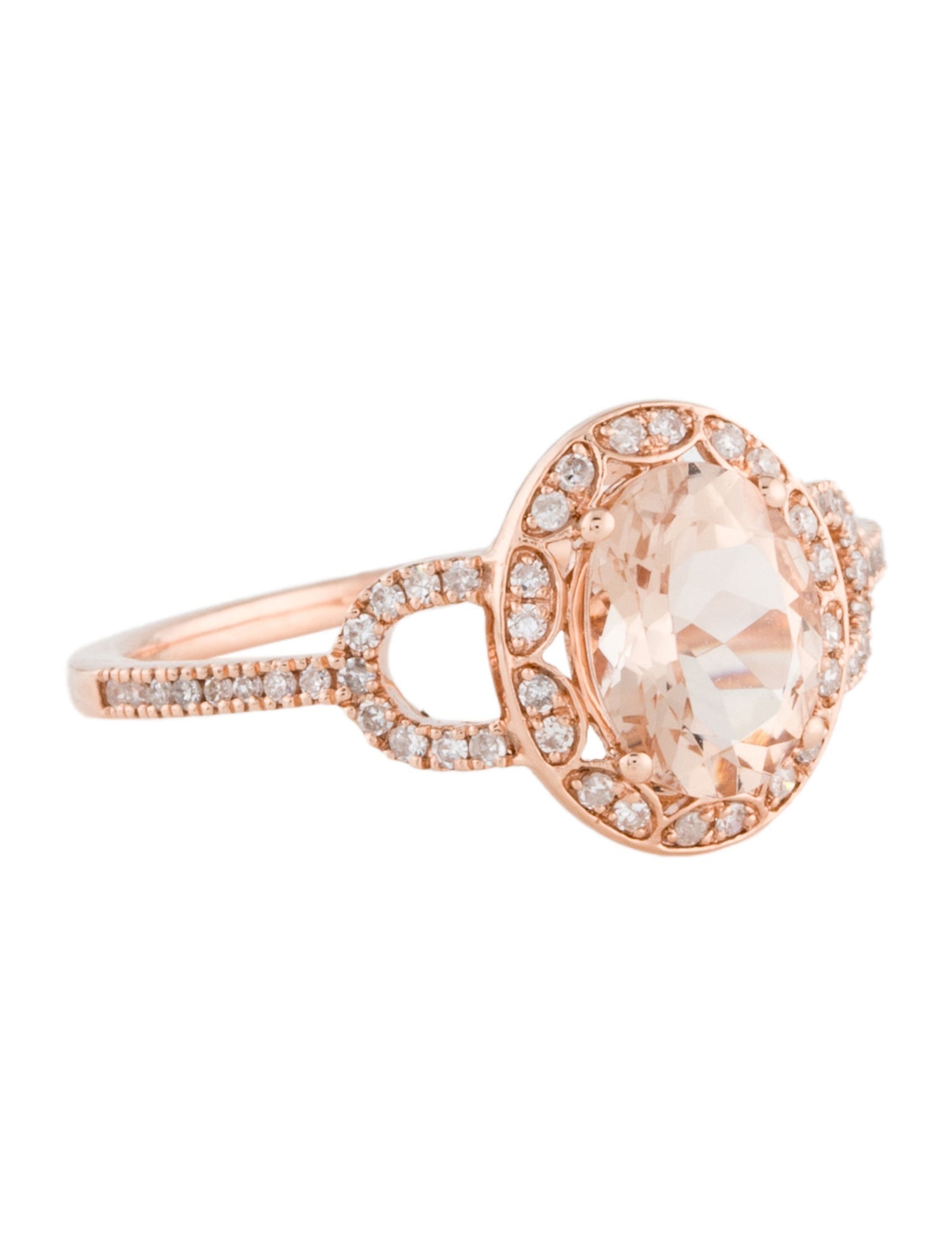Ring 14K Morganite & Diamond Cocktail Ring